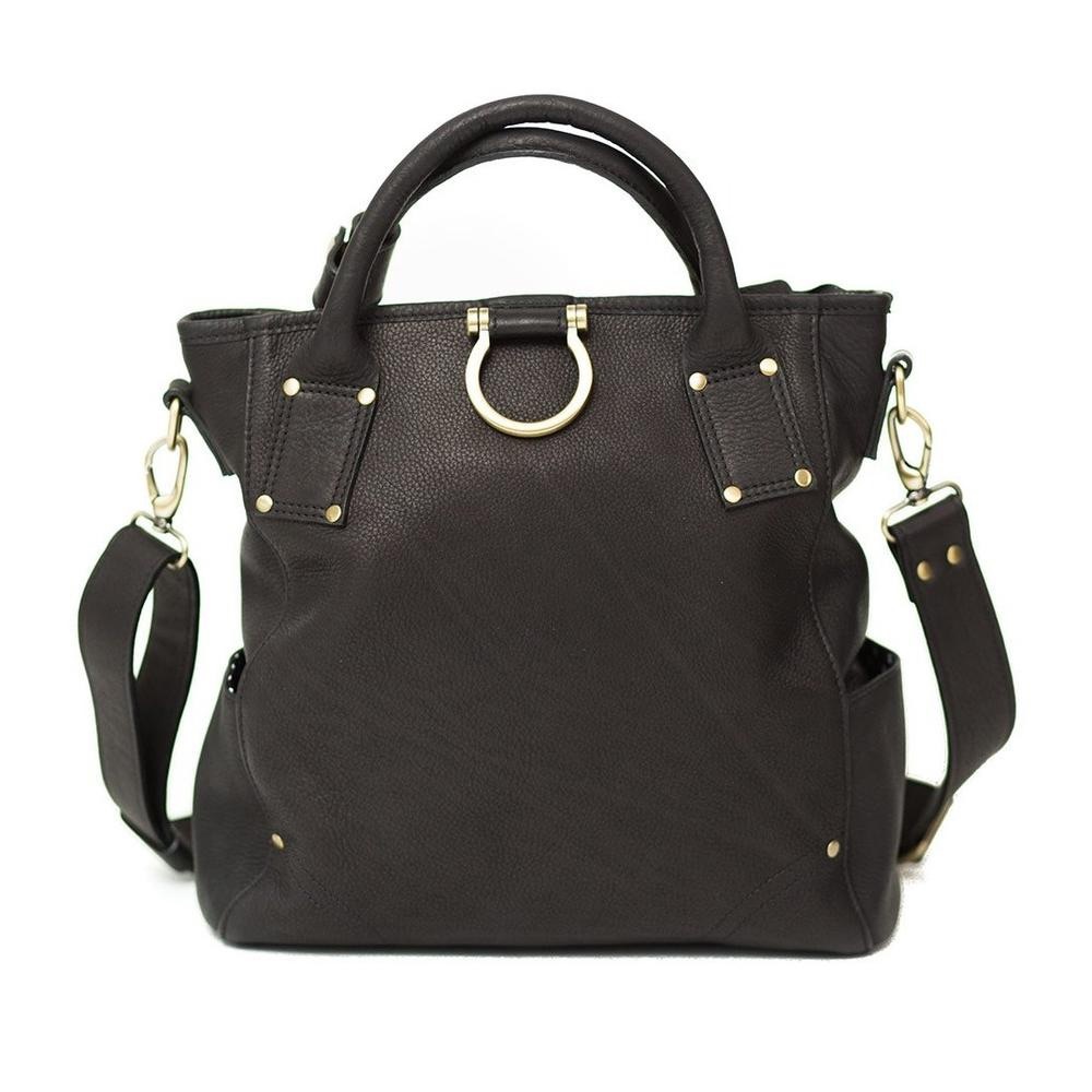Sapahn Black Leather Crossbody Bag